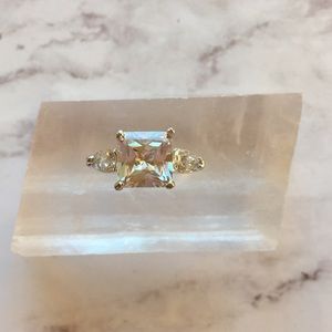 New Princess cut with 2 pear shaped CZ Stones High Quality Gold & Silver Plated